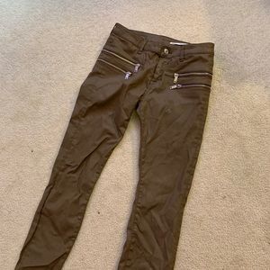 Zara olive leather pants